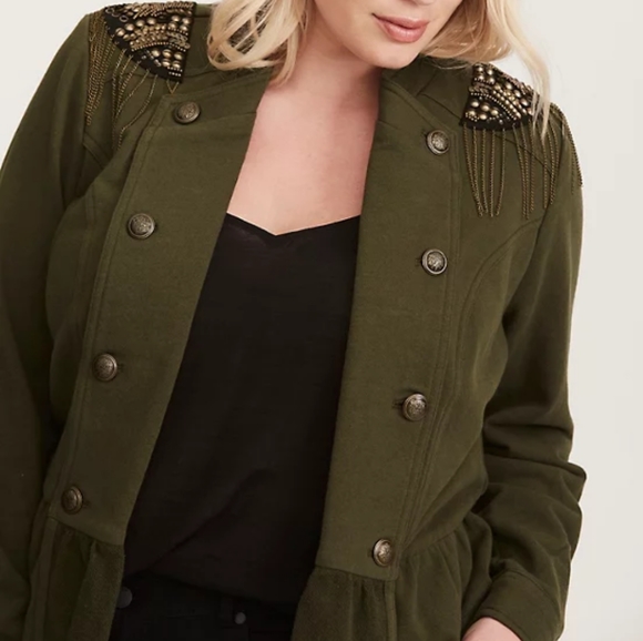 NEW Torrid 4X Olive Peplum Military Jacket - Picture 3 of 8